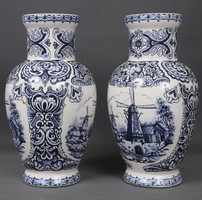 Pair of antique delft Dutch vases