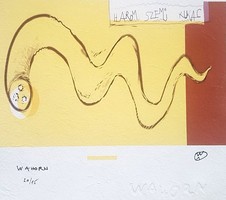 András Wahorn - three-eyed worm 32 x 32 cm computer print, dipped paper