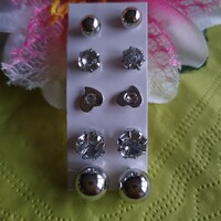 Ears31 - 5 pairs of pierced silver earrings