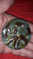 Old craftsman art deco necklace decoration majolica pendant 6 cm diameter as shown in the pictures