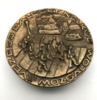 Edit Rácz (1936-): drive without accidents movement, marked bronze plaque, 1979