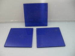 3 blue plexiglass coasters