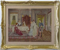 1Q139 huge tapestry in a gilded blondel frame 158 x 189 cm age xix no. It's over