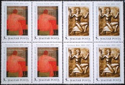 S4047-8n / 1990 Ferenczy Noémi and Béni stamp series postal clean block of four