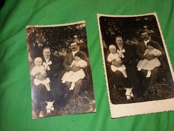 Antik fotó és a belőle készült képeslapok szülők gyermekeikkel 2 db egyben a képek szerint