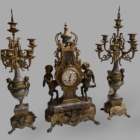 Puttós fireplace clock gray marble-copper
