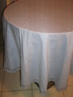 Beautiful woven blue woven tablecloth with lacy edges
