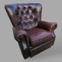 Original brown chesterfield relax leather armchair