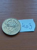 Iceland 50 kroner 2005 nickel-brass, beach crab 403