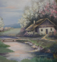 Spring landscape - painting, unknown artist