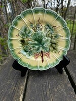 Antique French majolica small plate, marked: sarreguemines
