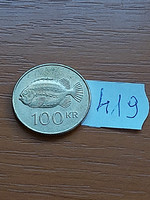 Iceland 100 kroner 2011 nickel-brass, sea hare fish 419