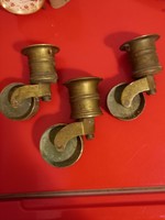 3 pcs. Antique brass castor wheels!