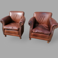 Pair of leather armchairs