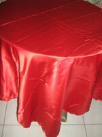 Beautiful elegant fire red silk tablecloth with slinged edges