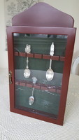 Mahogany-framed wall hanging display case for collector's or souvenir spoons