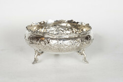 Silver bowl with floral decor