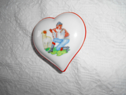 Drasche hand-painted, heart-shaped porcelain jewelry holder, bonbonnier