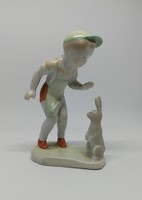 Aquincum porcelain little boy with bunny!
