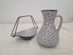Német Kerámia váza és kínáló repesztett mázas