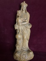 Virgin Mary, baby Jesus in her arms, carved wooden statue. 2309 19