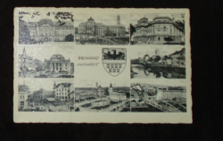 Nagyvárad returned mosaic postcard, with coat of arms