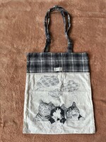 Checkered canvas bag with long ears that can be hung over the shoulder