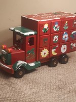 Advent wooden car with drawers