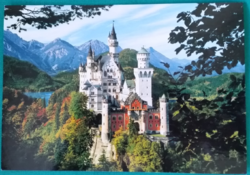 Germany, 19th century Bavarian Neuschwanstein Castle landscape, postcard clear