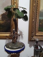 Nagyméretű antik osztrák hidegre festett bronz figurális lámpa osztrák, c. 1910 -1930 .40 cm magas