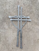 Kovács-Manó Steel creation Double cross with Heart Hollóházi wrought iron Unique handcrafted fireplace ornament