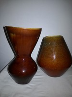 2 brown glazed granite ceramic vases