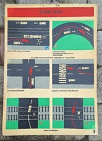 Közlekedési oktatótábla , plakát  70 x 50 cm. jelzett Iparművész Vállalat