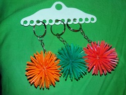 Old traffic goods, bazaar goods, Hungarian plastics, rubber hedgehog, ball bis, key holders, 3 pieces in one, as shown in the pictures