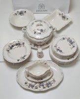 Zsolnay cornflower pattern dinner set for 6 with 25-piece factory box #1919