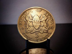 Kenya 5 cents, 1969 rare 800,000 pcs
