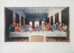 Drmáriás - the last supper in leonardo's studio 19.5 x 37.5 cm computer print, embossed paper