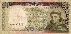 D - 278-  Külföldi bankjegyek:  Portugália 1964  20 escudos