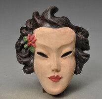 Dr. Rank art deco falimaszk, japán női arc. 1920-30-as évek. Jelzett.