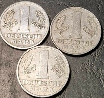 German Democratic Republic 1 mark, lot (3 pieces)