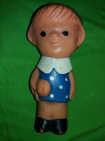 Retro traffic goods plastolus girl with doll rubber figure 20 cm condition according to the pictures