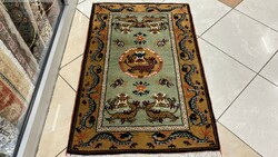 3612 Békésszentandras dragon pattern hand knot Persian carpet 70x105cm free courier