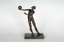 Földdel játszó Ördög bronz szobor (24-1336)