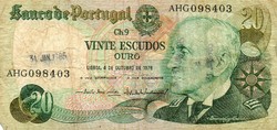 D - 262 - foreign banknotes: Portugal 1978 20 escudos