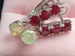Ruby - opal 925 silver earrings