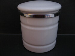 Retro Ikea metal, white enamel airtight jar, spice, tea holder