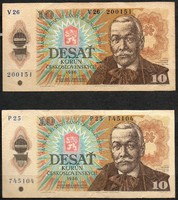 D - 291 - foreign banknotes: Czechoslovakia 1980 10 crowns 2x