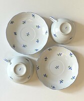 Óherend porcelain tea set with flower decor including 2 cups + 2 coasters