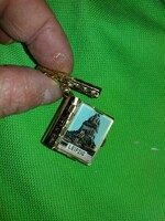 Retro tobacconist traveling souvenir pendant Leipzig small metal booklet with dust-brushed photos according to the pictures