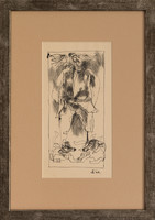 Collector's item! Ink drawing by Endre Szasz - knight, with certificate of authenticity